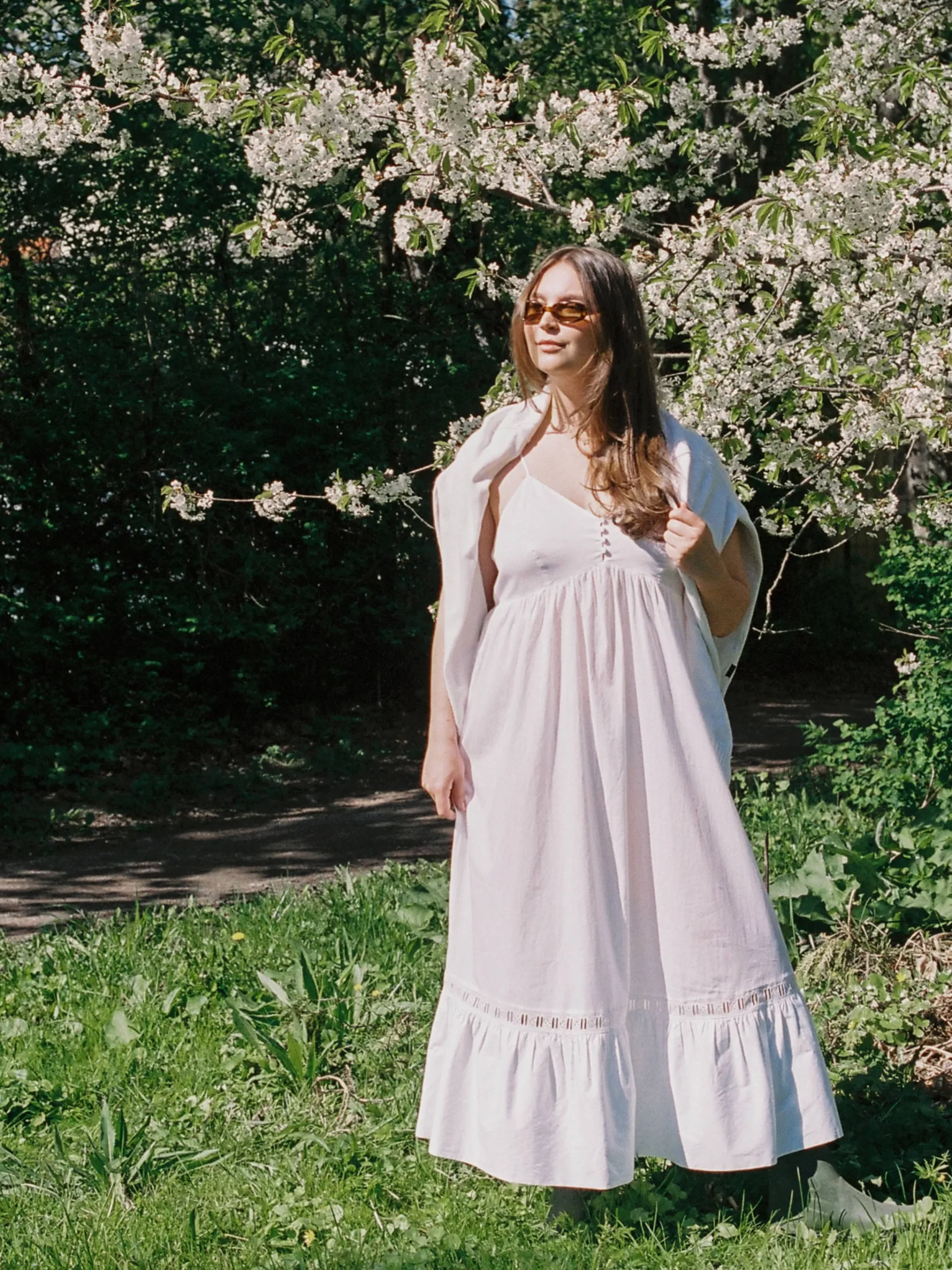 Djerf Avenue Airy Poplin Midi Dress White