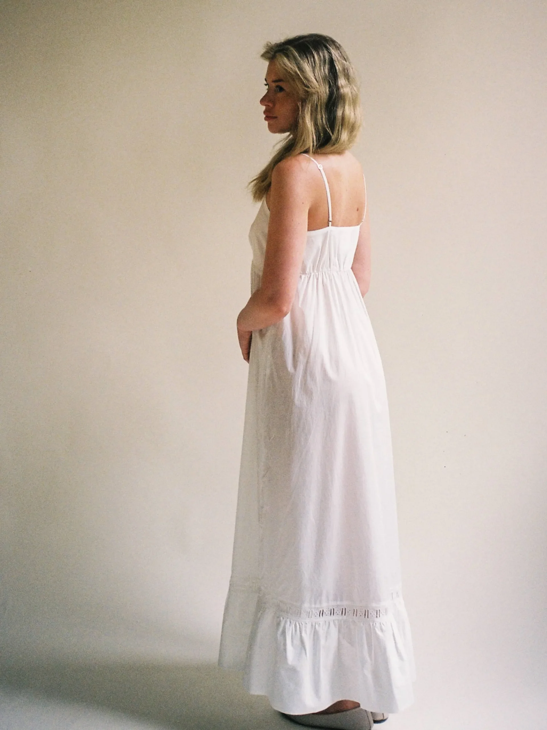 Djerf Avenue Airy Poplin Midi Dress White