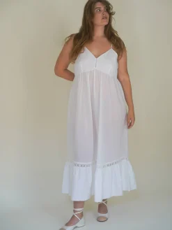 Djerf Avenue Airy Poplin Midi Dress White