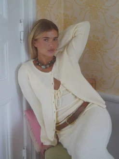 Djerf Avenue Amorini Cardigan Cream Sale