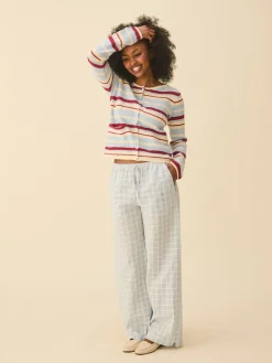 Djerf Avenue Amorini Pocket Cardigan Coastal Stripe Hot