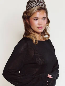 Djerf Avenue Bateau Long Sleeve Top Black Outlet