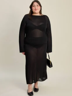 Djerf Avenue Bateau Long Sleeve Top Black Outlet