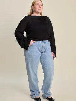 Djerf Avenue Bateau Long Sleeve Top Black Outlet