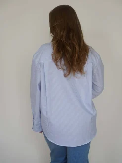 Djerf Avenue Breezy Classic Shirt Blue stripe Clearance