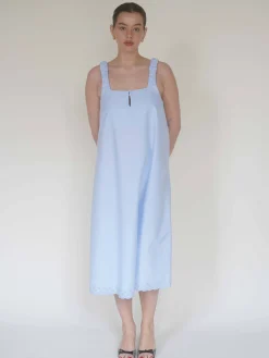 Djerf Avenue Breezy Embroidered Dress Blue New