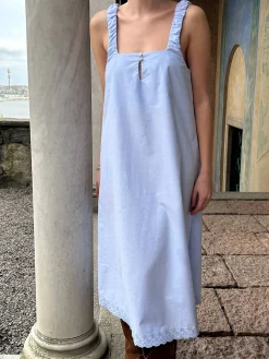 Djerf Avenue Breezy Embroidered Dress Blue New