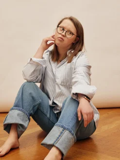Djerf Avenue Breezy Shirt Blue Stripe Sale