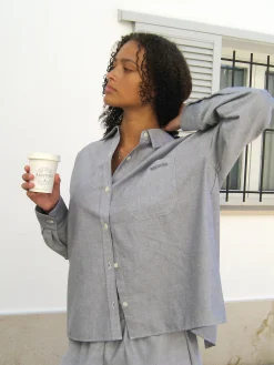 Djerf Avenue Breezy Shirt Grey Hot