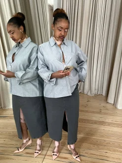 Djerf Avenue Breezy Shirt Grey Hot