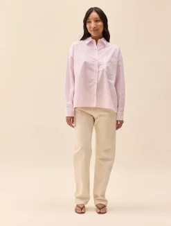 Djerf Avenue Breezy Shirt Pink Stripe Hot