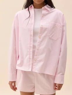 Djerf Avenue Breezy Shirt Pink Stripe Hot