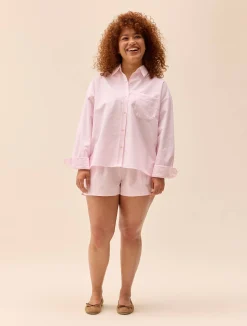 Djerf Avenue Breezy Short Shorts Pink Stripe Outlet