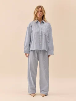 Djerf Avenue Broderie Pants Airy Blue Hot