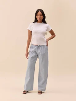 Djerf Avenue Broderie Pants Airy Blue - Tall Discount