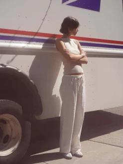Djerf Avenue Broderie Pants - Tall White Sale