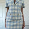 Djerf Avenue Brunch Blazer Blue Plaid New