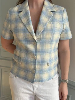 Djerf Avenue Brunch Blazer Blue Plaid New