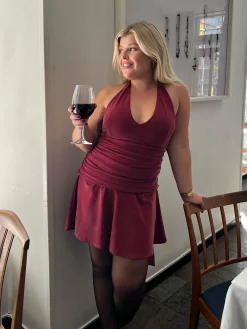 Djerf Avenue Celebration Mini Dress Burgundy Sale