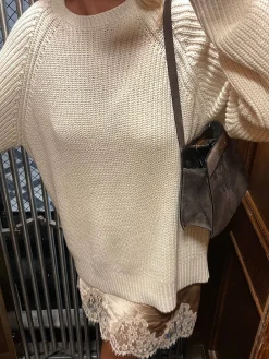 Djerf Avenue Chunky Raglan Roundneck Off White Outlet