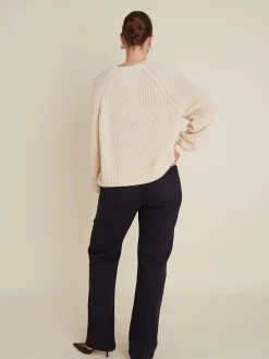 Djerf Avenue Chunky Raglan Roundneck Off White Outlet