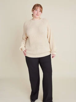 Djerf Avenue Chunky Raglan Roundneck Off White Outlet