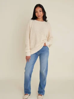 Djerf Avenue Chunky Raglan Roundneck Off White Outlet