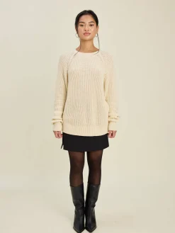 Djerf Avenue Chunky Raglan Roundneck Off White Outlet