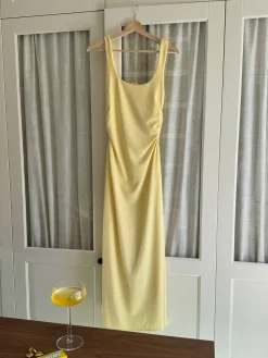 Djerf Avenue Citrine Midi Slip Dress Light Yellow Online