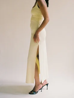 Djerf Avenue Citrine Midi Slip Dress Light Yellow Online