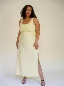 Djerf Avenue Citrine Midi Slip Dress Light Yellow Online