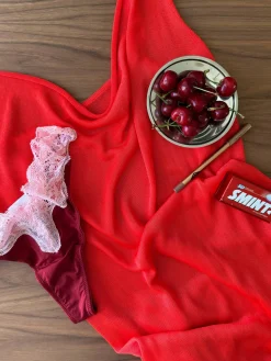 Djerf Avenue Citrine Mini Dress Red Best
