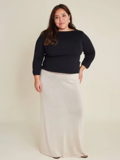 Djerf Avenue Contrast Midi Skirt Ivory Outlet