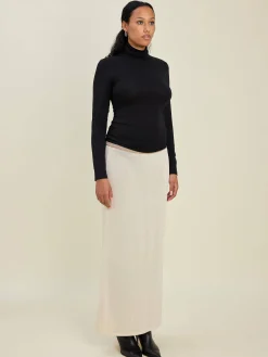 Djerf Avenue Contrast Midi Skirt Ivory Outlet