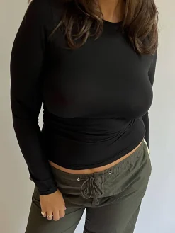 Djerf Avenue Daily Long Sleeve Top Black Outlet