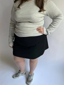 Djerf Avenue Daily Long Sleeve Top Ribbed Grey Melange Clearance
