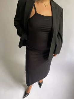 Djerf Avenue Daily Midi Dress Black New