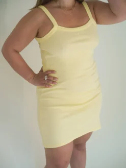 Djerf Avenue Daily Tank Dress Ribbed Baby Yellow Sale
