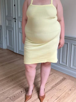 Djerf Avenue Daily Tank Dress Ribbed Baby Yellow Sale