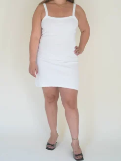 Djerf Avenue Daily Tank Dress Ribbed White Outlet