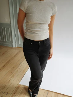 Djerf Avenue Daily T-Shirt Ribbed Grey Melange