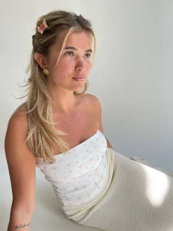 Djerf Avenue Daily Tube Top Butterfly White Butterfly