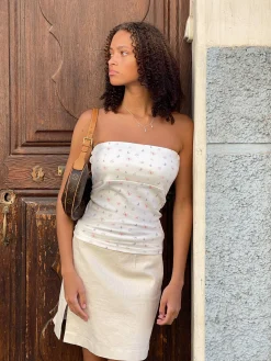 Djerf Avenue Daily Tube Top Butterfly White Butterfly