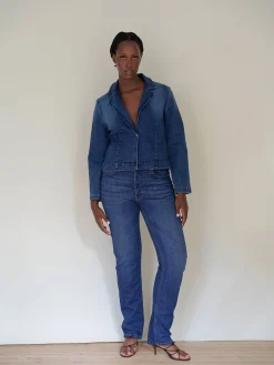 Djerf Avenue Day-to-day Denim Blazer Dark Blue