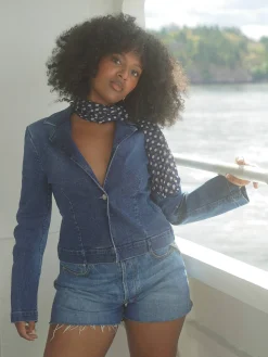 Djerf Avenue Day-to-day Denim Blazer Dark Blue