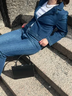 Djerf Avenue Day-to-day Denim Blazer Dark Blue
