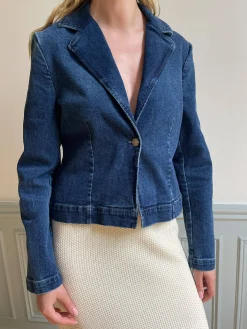 Djerf Avenue Day-to-day Denim Blazer Dark Blue