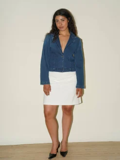 Djerf Avenue Day-to-day Denim Blazer Dark Blue