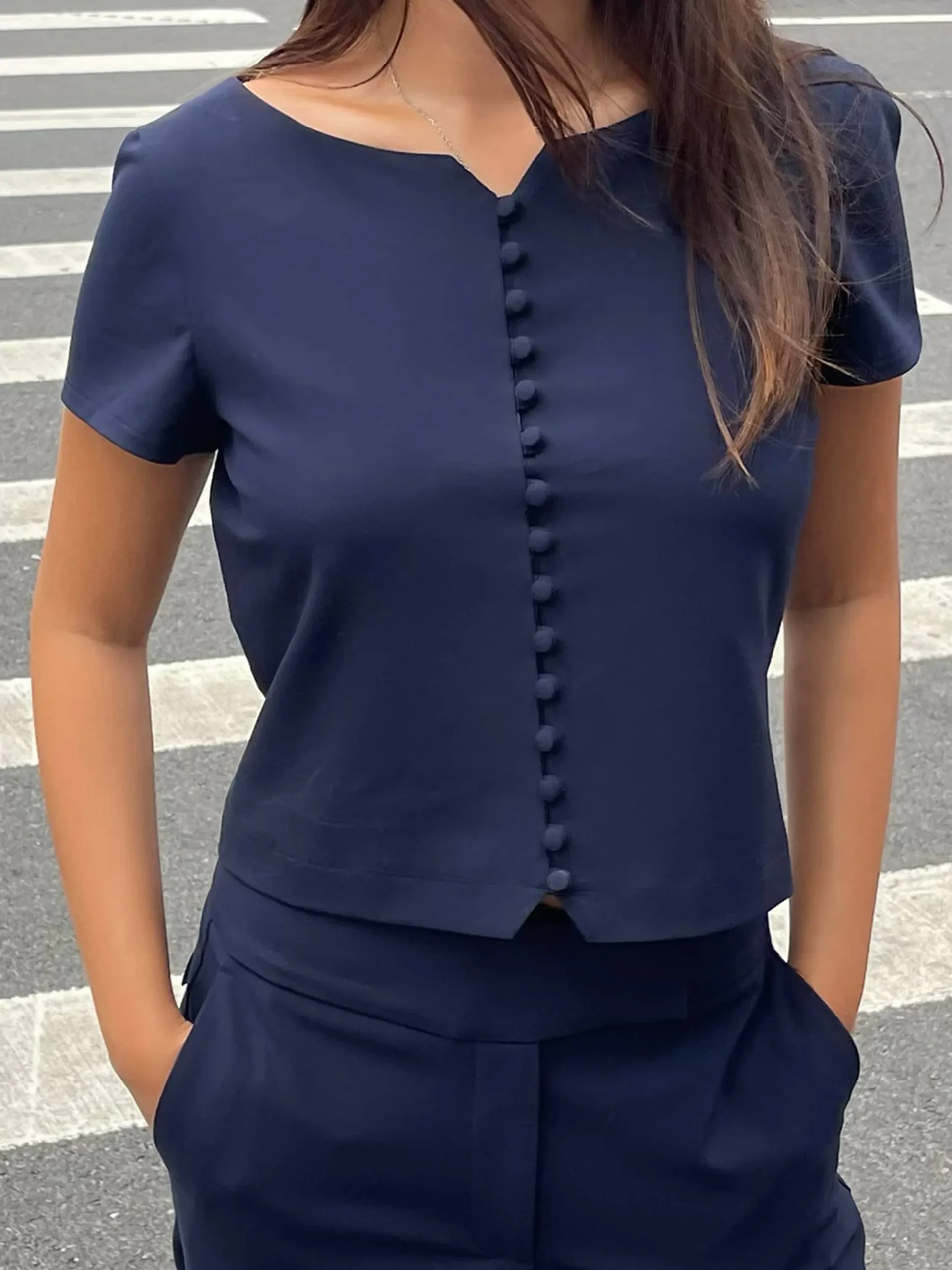 Djerf Avenue Day-to-day Top Deep Blue New