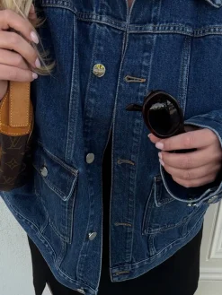 Djerf Avenue Denim Jacket Dark Blue New